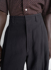 Pleated Tailored Pants In Viscose Linen Gabardine