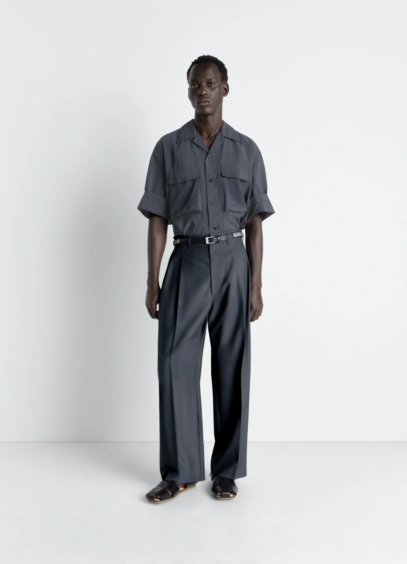 Pleated Tailored Pants In Polywool