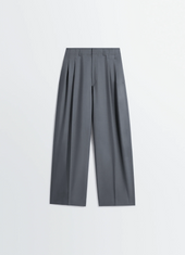 Pleated Tailored Pants In Polywool