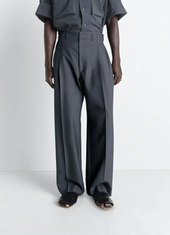 Pleated Tailored Pants In Polywool