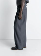 Pleated Tailored Pants In Polywool
