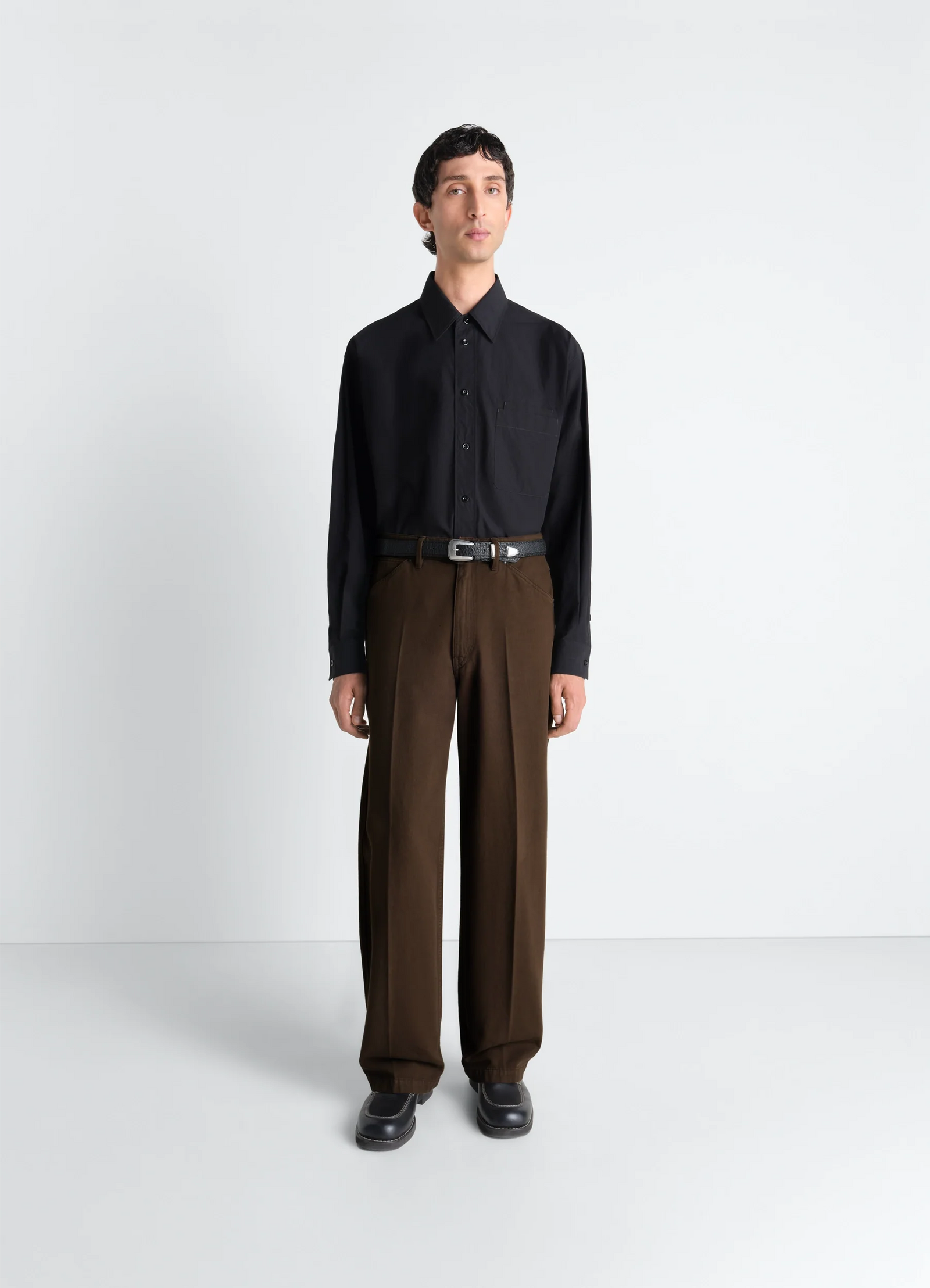 Wide Pants In Dyed Broken Twill
