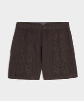 5" Embroidered Linen Beachcomber Short