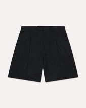 Bermuda lungo in cotone e lino blu