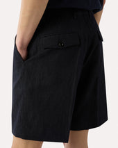 Bermuda Lungo In Cotone E Lino Blu