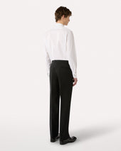 Pantalone Nero In Lana Mohair