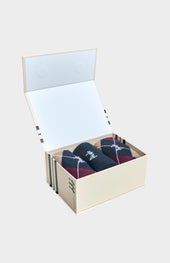 Men’s Argyle Cotton Jacquard Socks in Navy, Burgundy & Camel