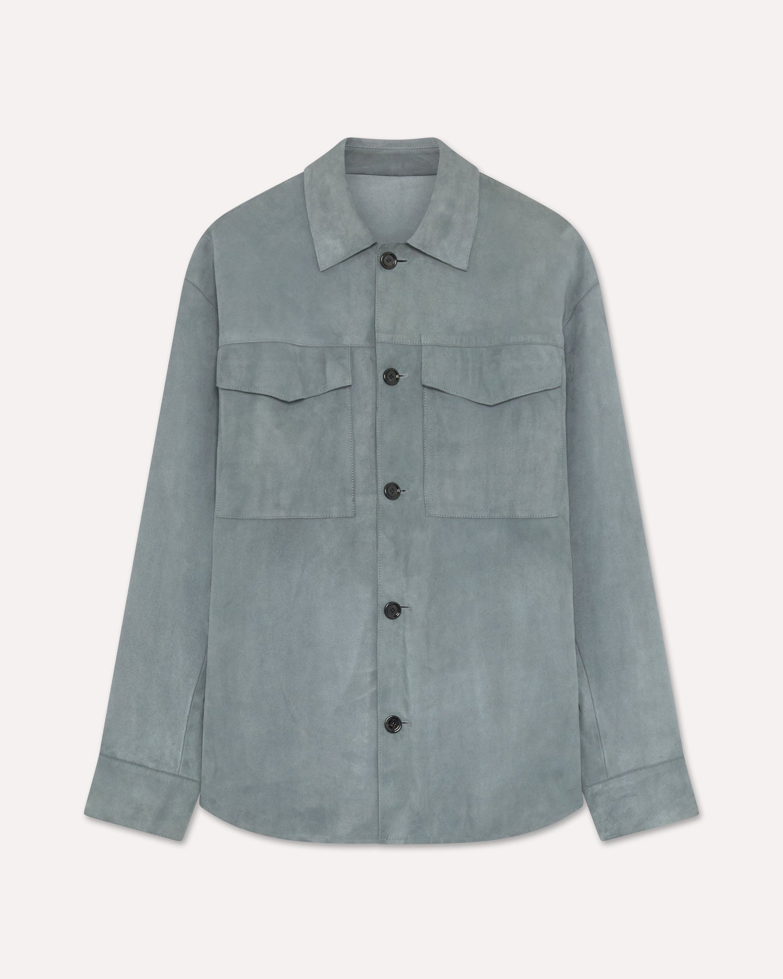 Giacca Camicia In Pelle Di Capra Grigia