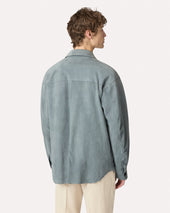 Giacca Camicia In Pelle Di Capra Grigia