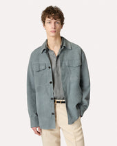 Giacca Camicia In Pelle Di Capra Grigia
