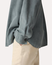 Giacca Camicia In Pelle Di Capra Grigia