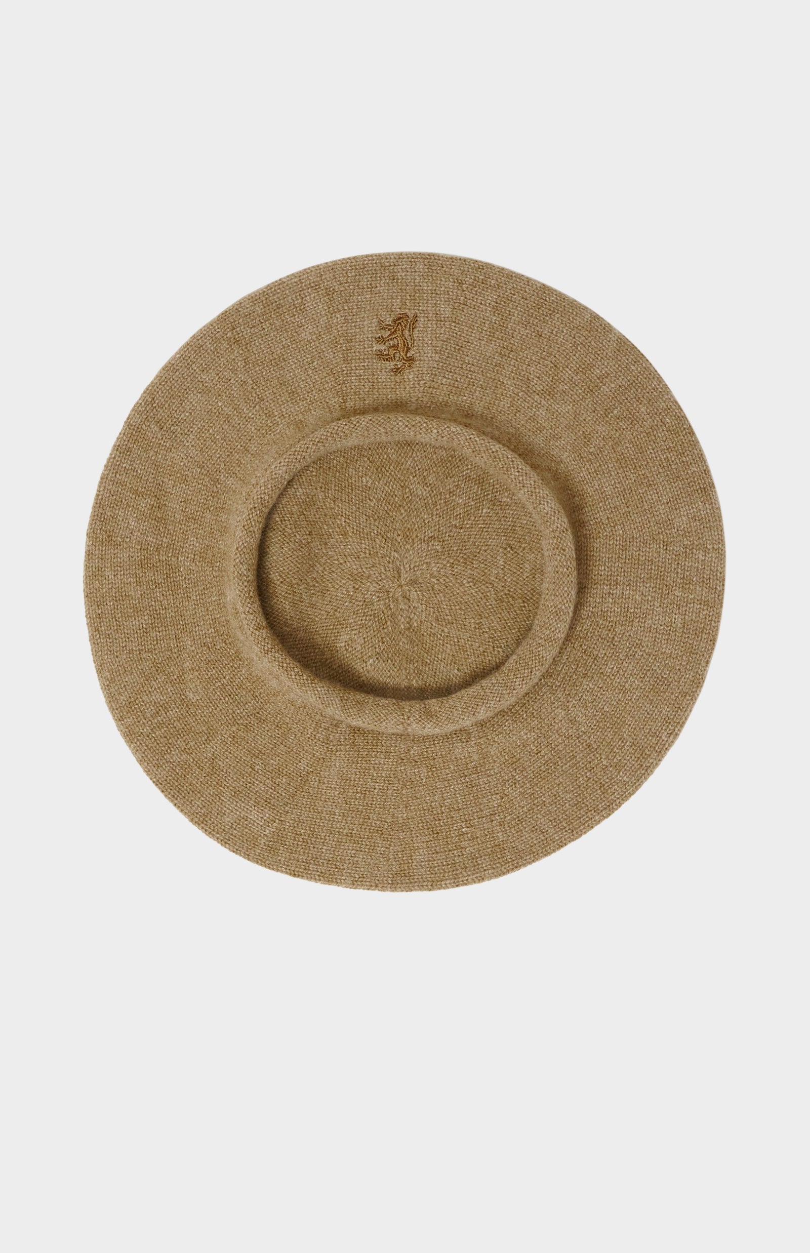 Cashmere Beret In With Lion Embroidery