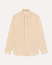 Camicia beige in lino e fibra naturale