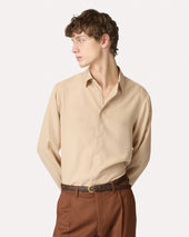 Camicia Beige In Lino E Fibra Naturale