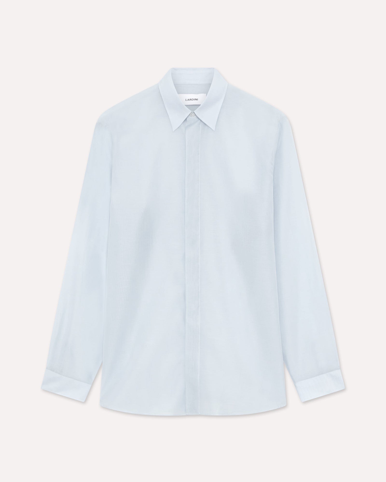 Camicia Celeste In Cotone E Seta
