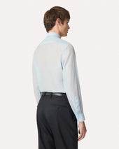 Camicia Celeste In Cotone E Seta