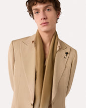 Foulard Beige In Cotone E Seta