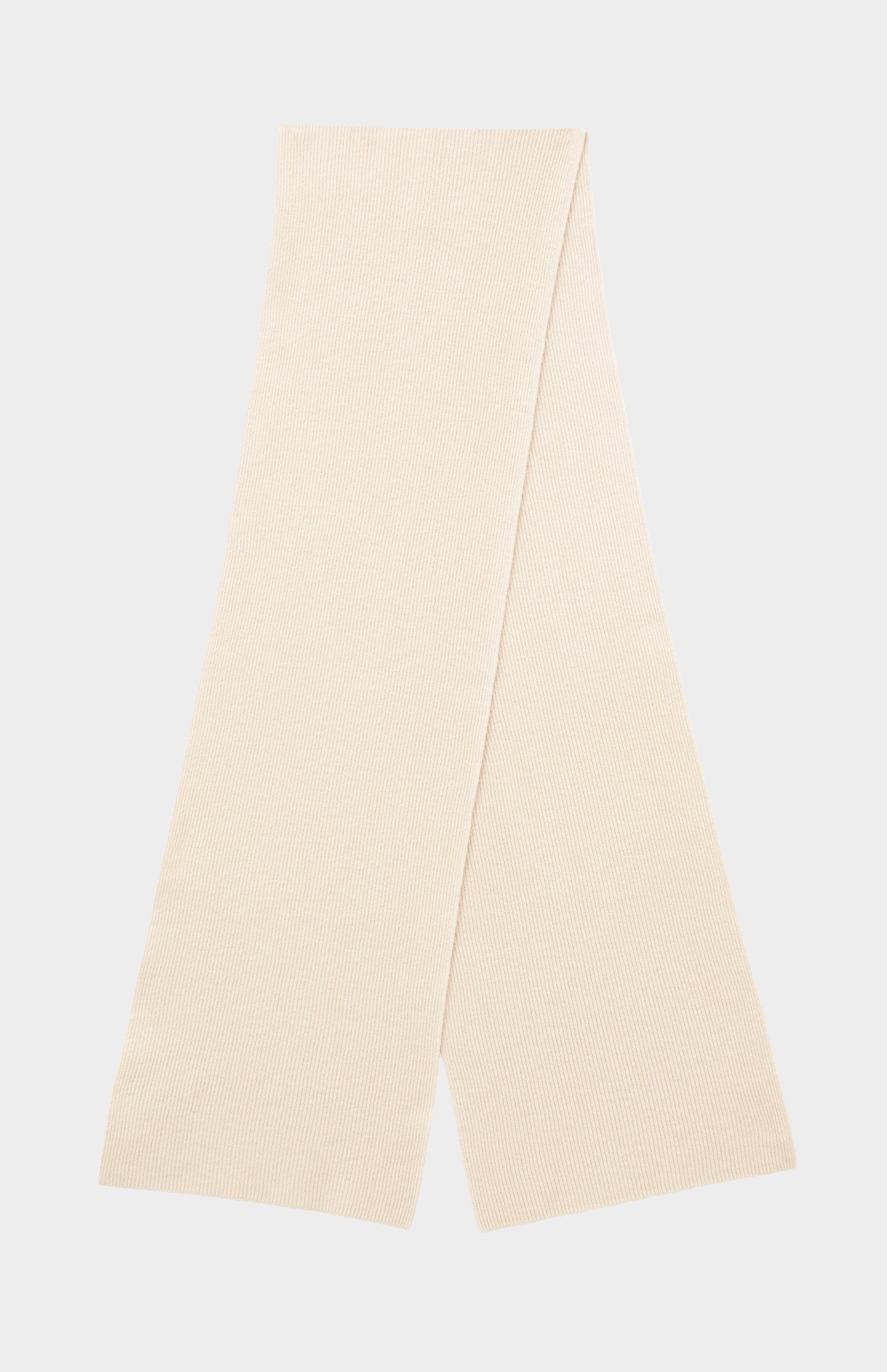 Cashmere Blend Scarf With Allover Fine Rib In Champagne