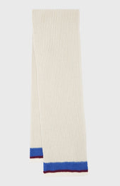 Wool Cashmere Blend Scarf With Allover Chunky Cardigan Rib In Almond