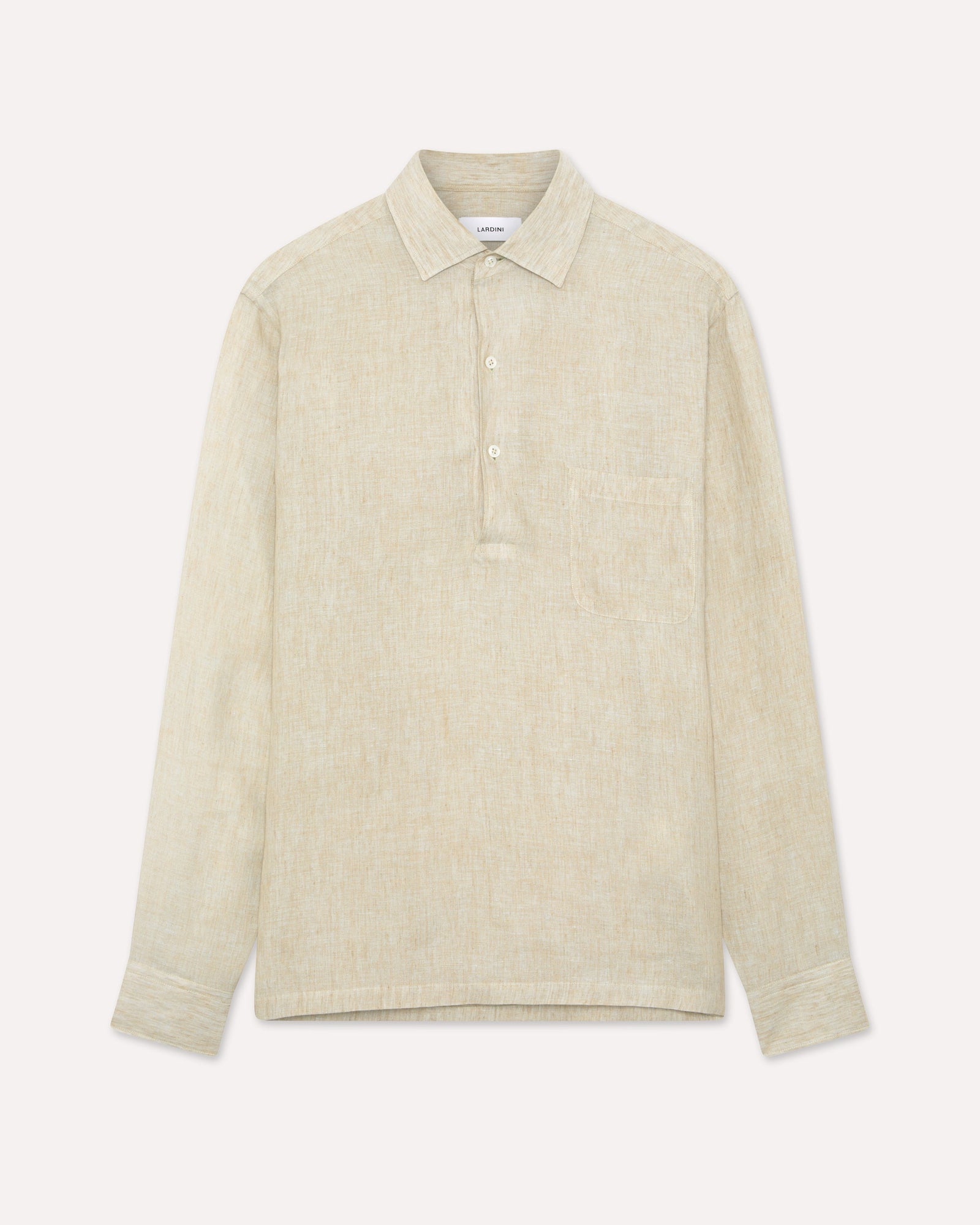 Camicia Polo In Lino Delav Beige E Salvia
