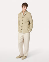 Camicia Polo In Lino Delav Beige E Salvia