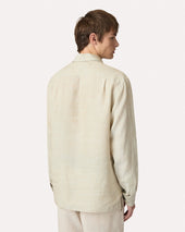 Camicia Polo In Lino Delav Beige E Salvia