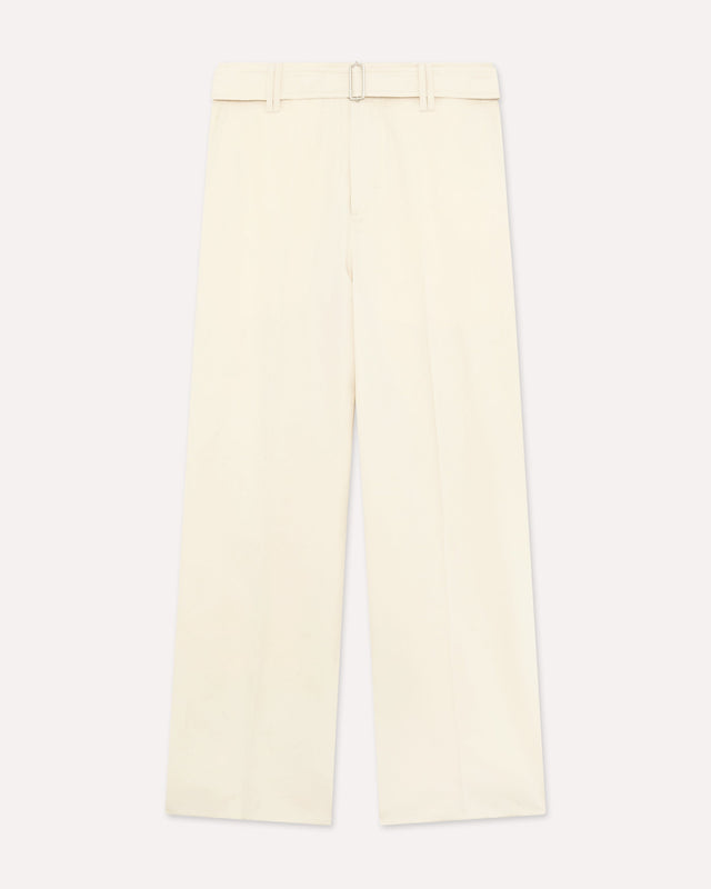 Pantalone panna in cotone e seta