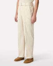 Pantalone Panna In Cotone E Seta