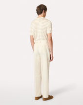 Pantalone Panna In Cotone E Seta