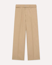 Pantalone beige in lino cotone e seta
