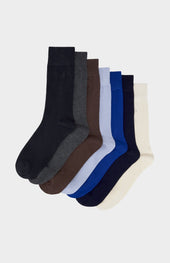 7 Pack Classic Cotton Blend Crew Socks in Multicolour