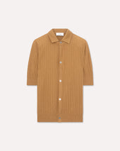 Camicia in maglia di cotone cammello