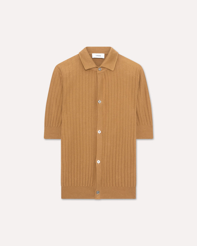 Camicia in maglia di cotone cammello