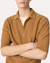Camicia In Maglia Di Cotone Cammello