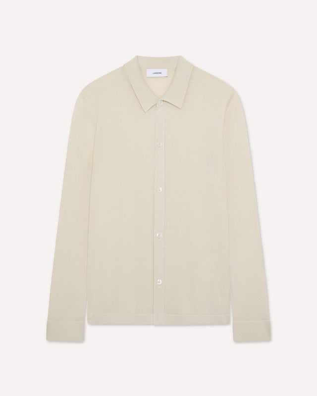 Camicia in maglia di seta panna