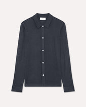 Camicia in maglia di seta blu denim