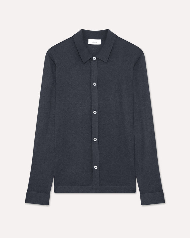 Camicia in maglia di seta blu denim