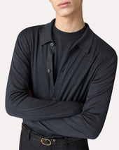 Camicia In Maglia Di Seta Blu Denim