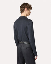 Camicia In Maglia Di Seta Blu Denim