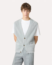 Gilet In Maglia Di Cotone Grigio