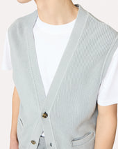 Gilet In Maglia Di Cotone Grigio