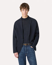 Giacca Monopetto In Maglia Blu