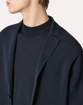 Giacca Monopetto In Maglia Blu