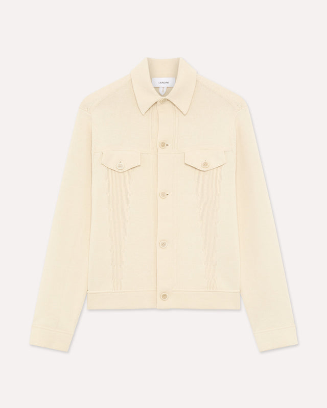 Giacca trucker in maglia di cotone bianca