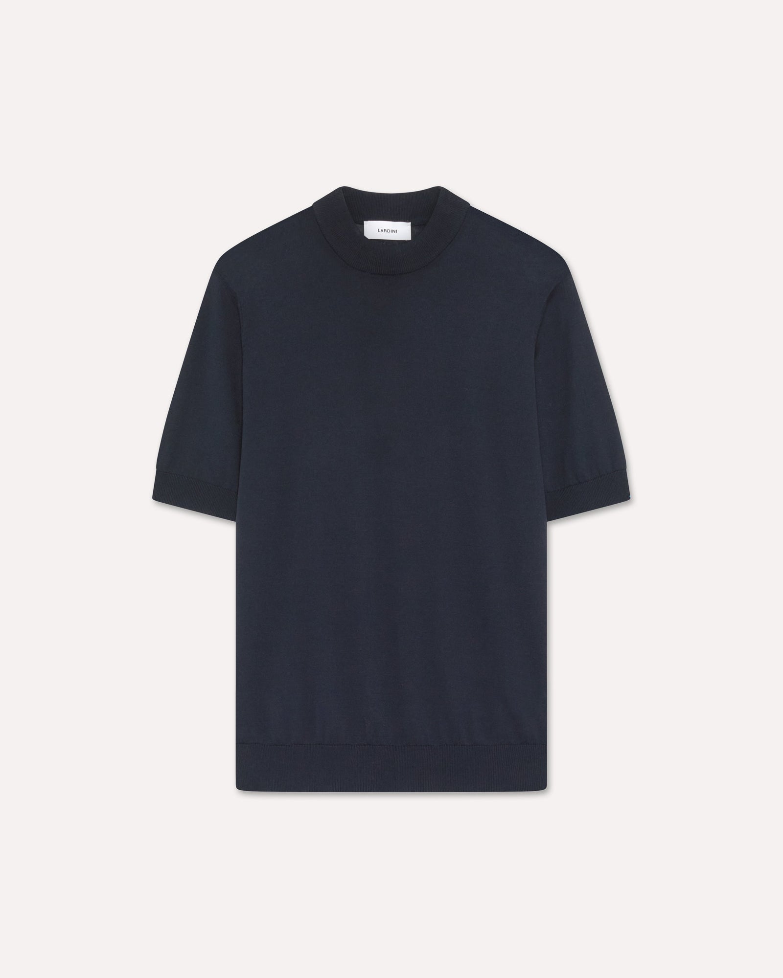 T Shirt In Maglia Blu Con Collo A Lupetto