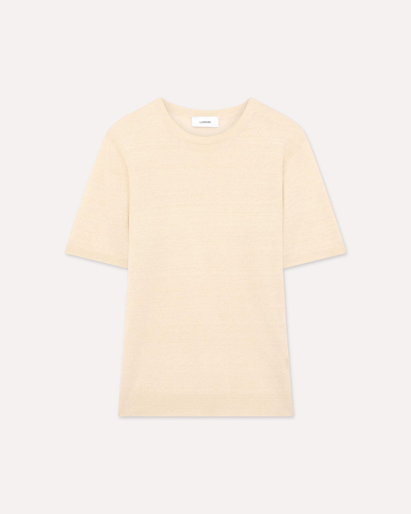 T Shirt In Maglia Di Lino E Cotone Panna