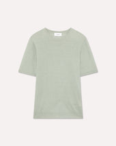 T-shirt in maglia di lino e cotone salvia
