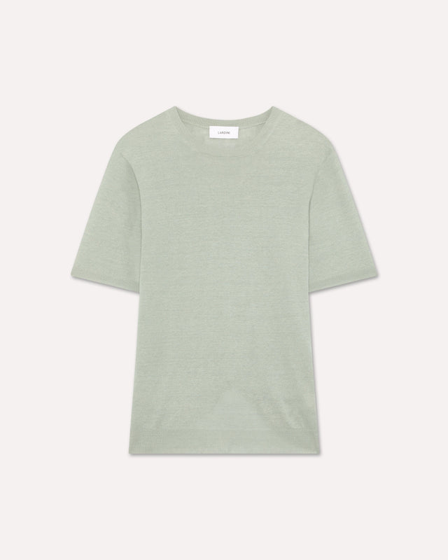 T-shirt in maglia di lino e cotone salvia