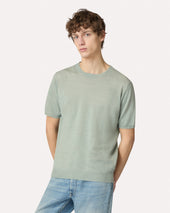 T Shirt In Maglia Di Lino E Cotone Salvia