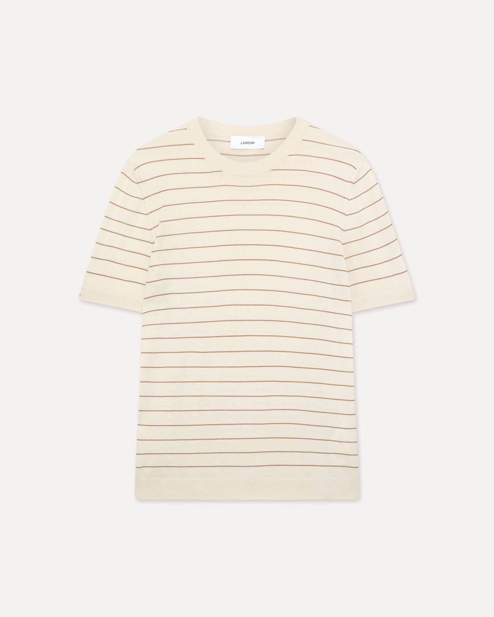 T Shirt In Maglia A Righe Panna E Marrone
